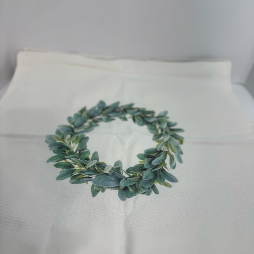 Green Wreath Design Fall Pillow Cover
